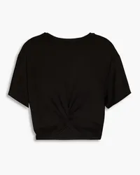 Enza Costa T-Shirt aus Stretch-Jersey mit Twist-Detail an der Vorderseite Schwarz