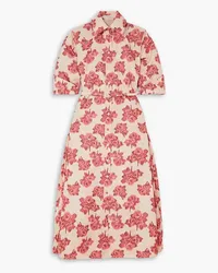 EMILIA WICKSTEAD Tokyo Maxi-Hemdblusenkleid aus Moiré mit Blumenprint und Cut-out Pink