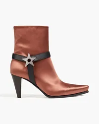 Giuseppe Zanotti Verzierte Ankle Boots aus Satin mit Lederbesatz Metallic