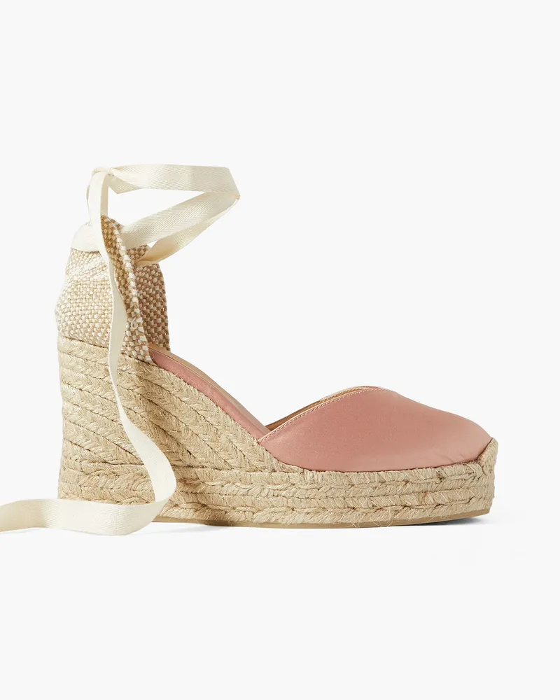 Castañer Chiara 80 Espadrille-Wedges aus Satin und Canvas Pink