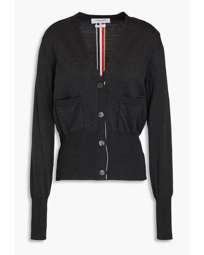 Thom Browne Cardigan aus einer Seidenmischung Grau