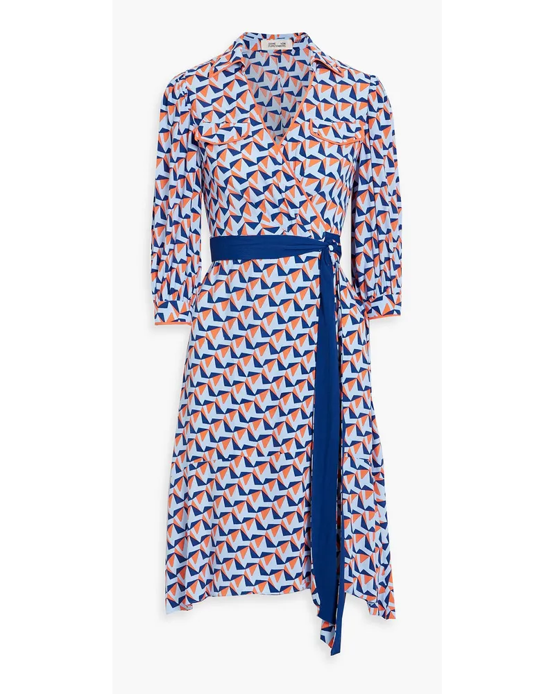 Diane von Furstenberg Ana bedrucktes Wickelkleid aus Crêpe Blau