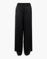 Proenza Schouler Hazel Hose mit weitem Bein aus glänzendem Crêpe Schwarz