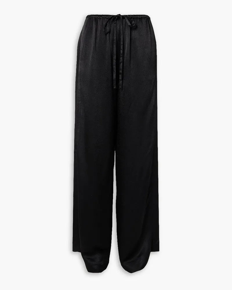 Proenza Schouler Hazel Hose mit weitem Bein aus glänzendem Crêpe Schwarz