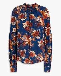 Veronica Beard Cicely Bluse aus Crêpe de Chine aus einer Seidenmischung mit floralem Print Blau