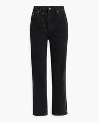 Ganni Hoch sitzende Jeans mit geradem Bein Schwarz