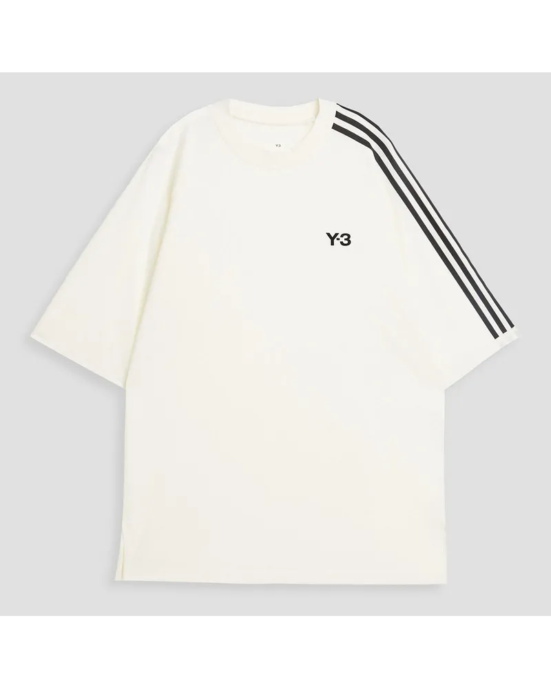 Y-3 T-Shirt aus Baumwoll-Jersey mit Streifen Weiß