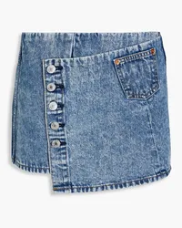 RE/DONE Mini-Wickelrock aus Denim inAcid-Waschung Blau