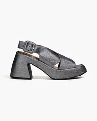 Ganni Slingback-Sandalen aus Lamé mit Plateausohle Metallic