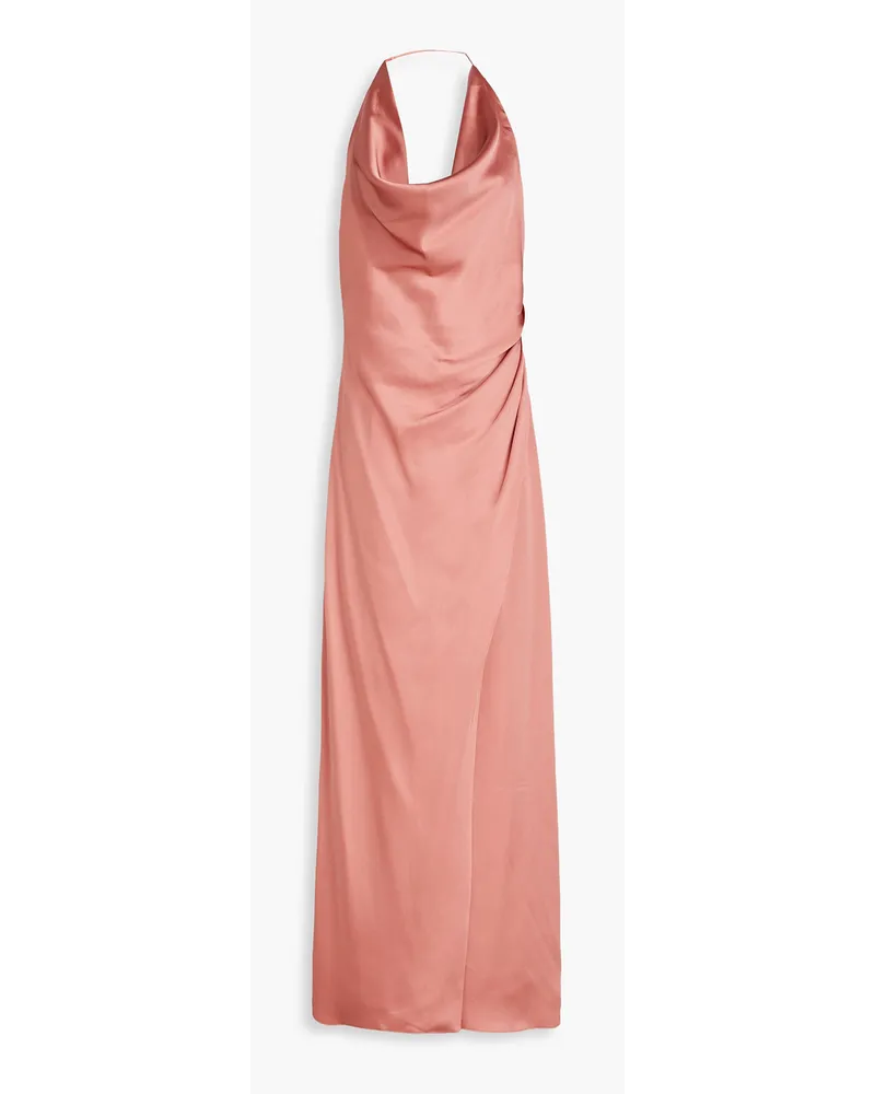 Halston Neckholder-Robe aus Satin mit Drapierung Pink