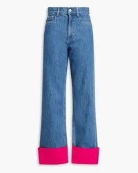 WANDLER Poppy zweifarbige hoch sitzende Jeans mit geradem Bein Blau