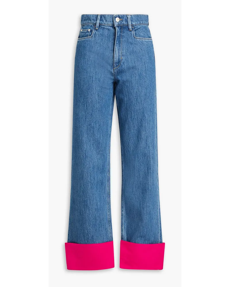 WANDLER Hoch sitzende Boyfriend-Jeans mit Twill-Einsatz Blau