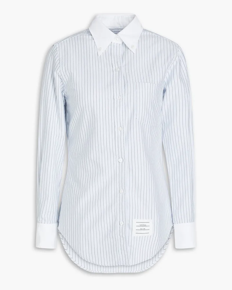 Thom Browne Gestreiftes Hemd aus Baumwoll-Oxford Blau