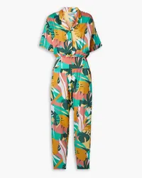 Paradised Scottie Jumpsuit aus bedrucktem Voile mit Raffungen Gelb