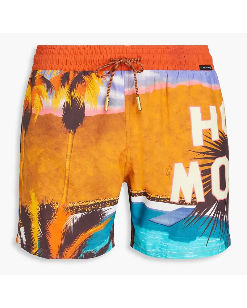 Etro Kurze Badeshorts mit Print Gelb