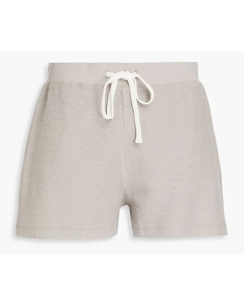 James Perse Shorts aus einer Baumwoll-Kaschmirmischung inWaffelstrick Grau