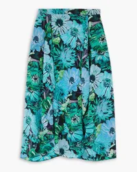 Stella McCartney Asymmetrischer Midirock aus Crêpe de Chine aus Seide mit floralem Print Blau