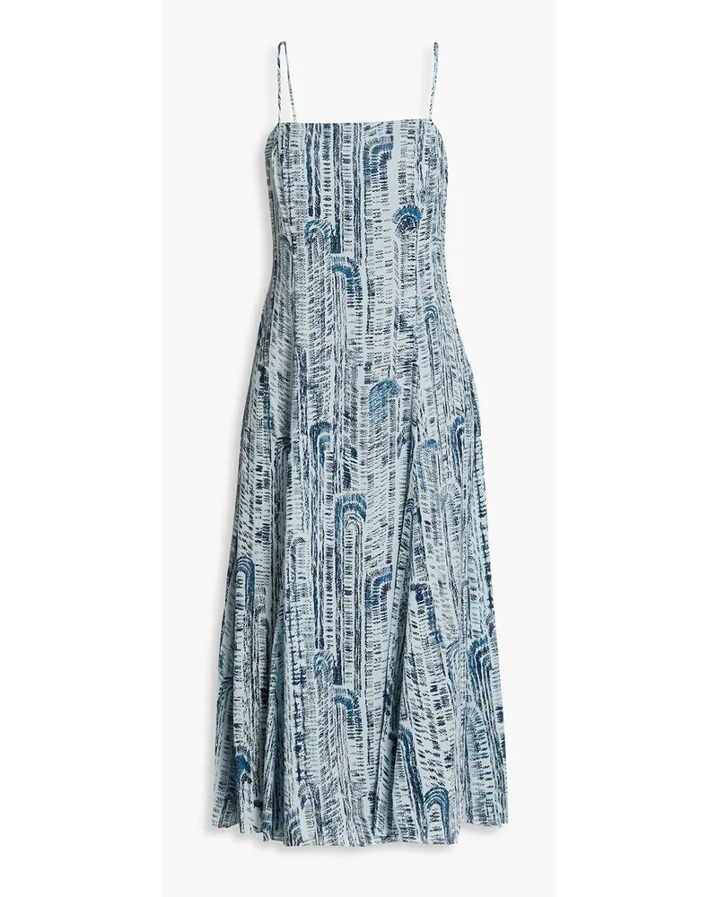 Theory Midikleid aus Seiden-Georgette mit Print Blau