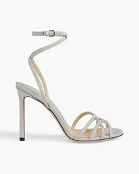 Jimmy Choo Mimi 100 Sandalen aus Webstoff mit Glitter-Finish Metallic