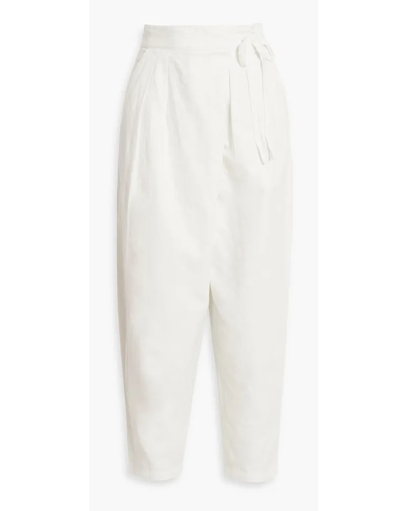 Joie Wilmont Cropped Karottenhose aus einer Baumwoll-Leinenmischung mit Falten Weiß