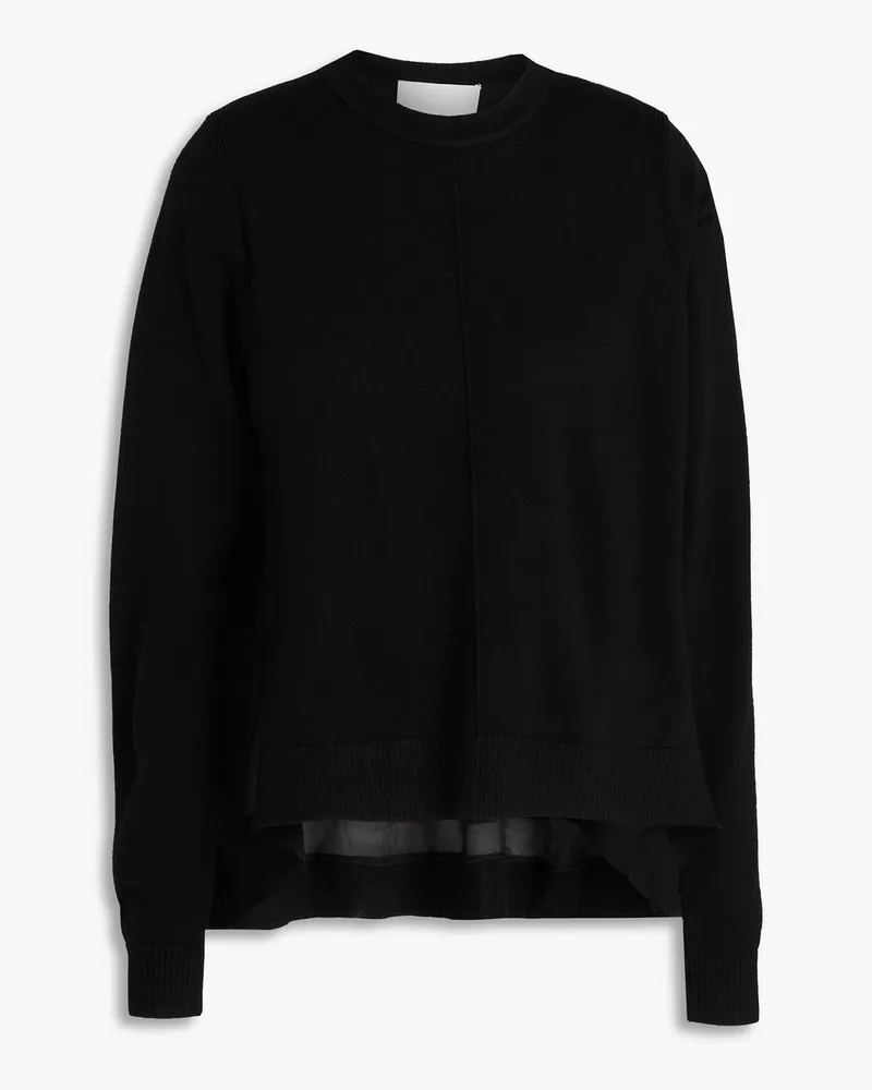 3.1 phillip lim Pullover aus einer Wollmischung mit Chiffonbesatz Schwarz