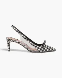 RED Valentino Slingback-Pumps aus PVC und Tweed mit Gingham-Karo Schwarz