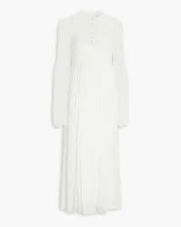 Temperley London Dreaming lace-paneled crepe de chine midi dress Weiß