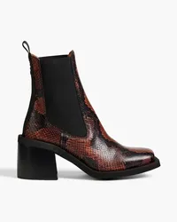 Ganni Chelsea-Boots aus Leder mit Schlangeneffekt Braun