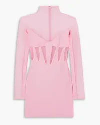 Thierry Mugler Minikleid aus Stretch-Jersey mit Tülleinsätzen Pink