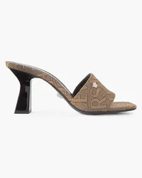 Versace Mules aus Canvas mit Jacquard-Logomuster und Verzierung Braun