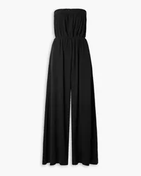 Rivet Utility Queen trägerloser Jumpsuit mit weitem Bein aus Voile Schwarz