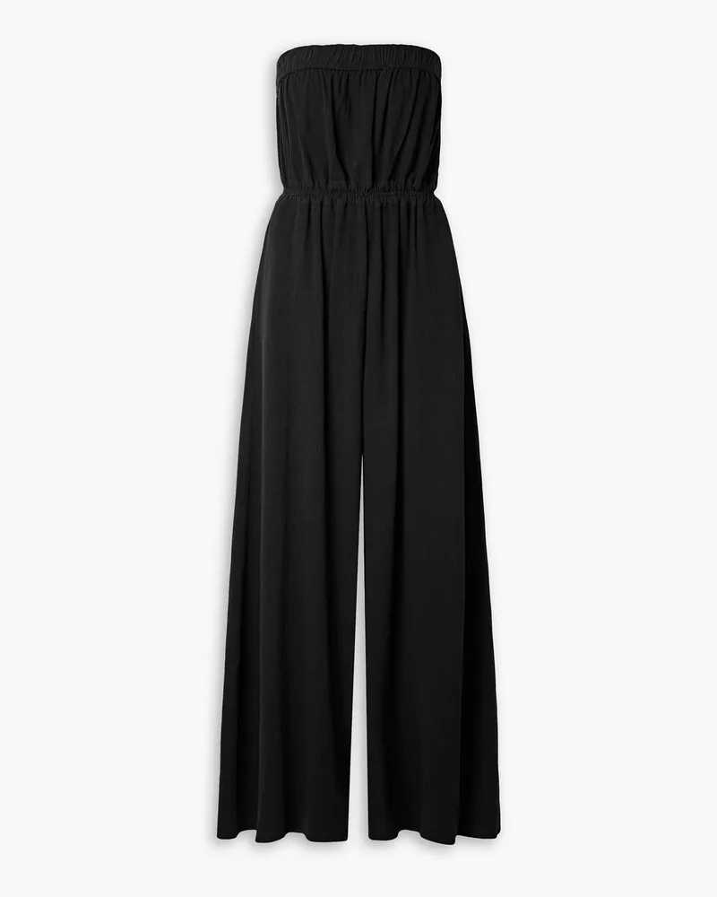 Rivet Utility Queen trägerloser Jumpsuit mit weitem Bein aus Voile Schwarz