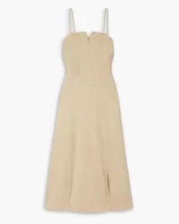 CAES Maxikleid aus Grain de Poudre mit Biesen Neutral