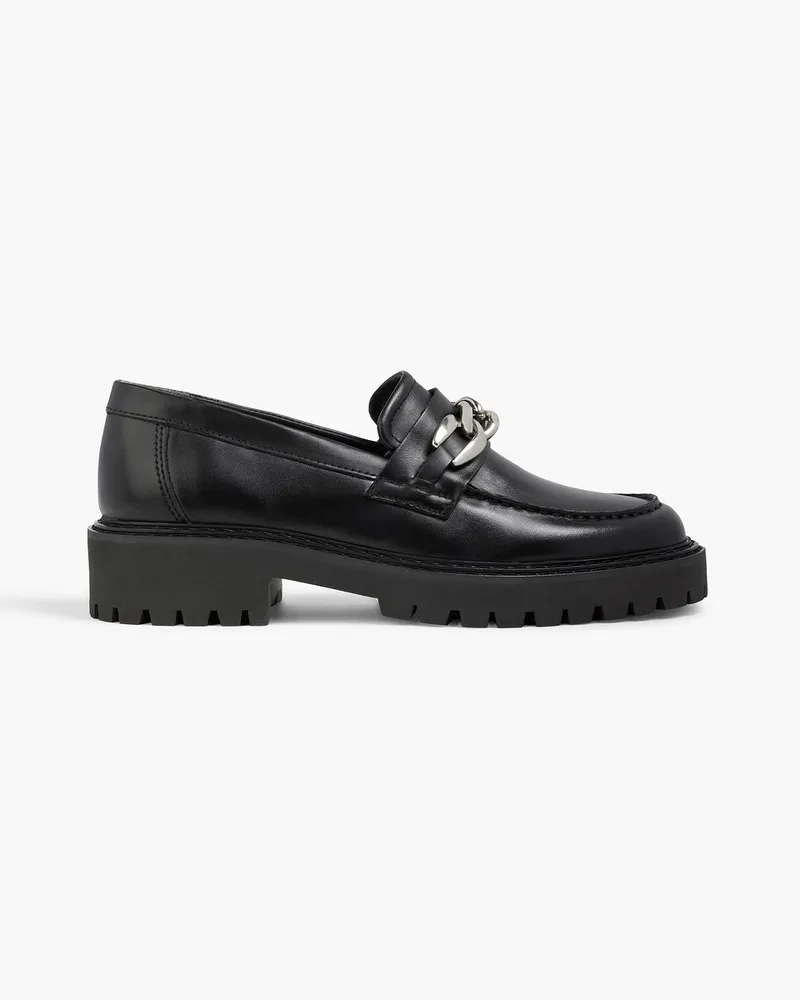 Iris & Ink Loafers aus Leder mit Kettenverzierung Schwarz