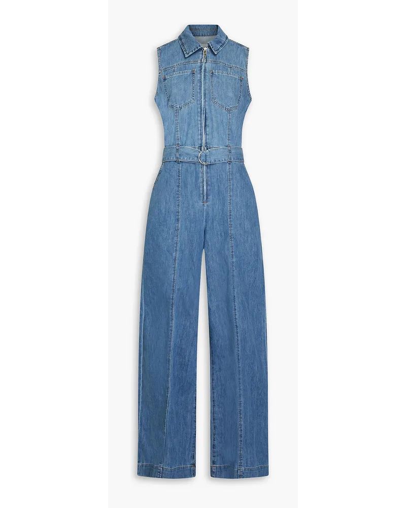 Frame Denim Jumpsuit aus Denim inausgewaschener Optik mit Gürtel Blau