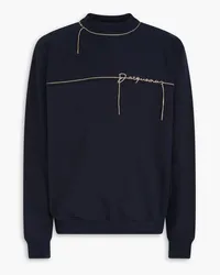 Jacquemus Fio Sweatshirt aus Baumwollfleece mit Stickereien Blau