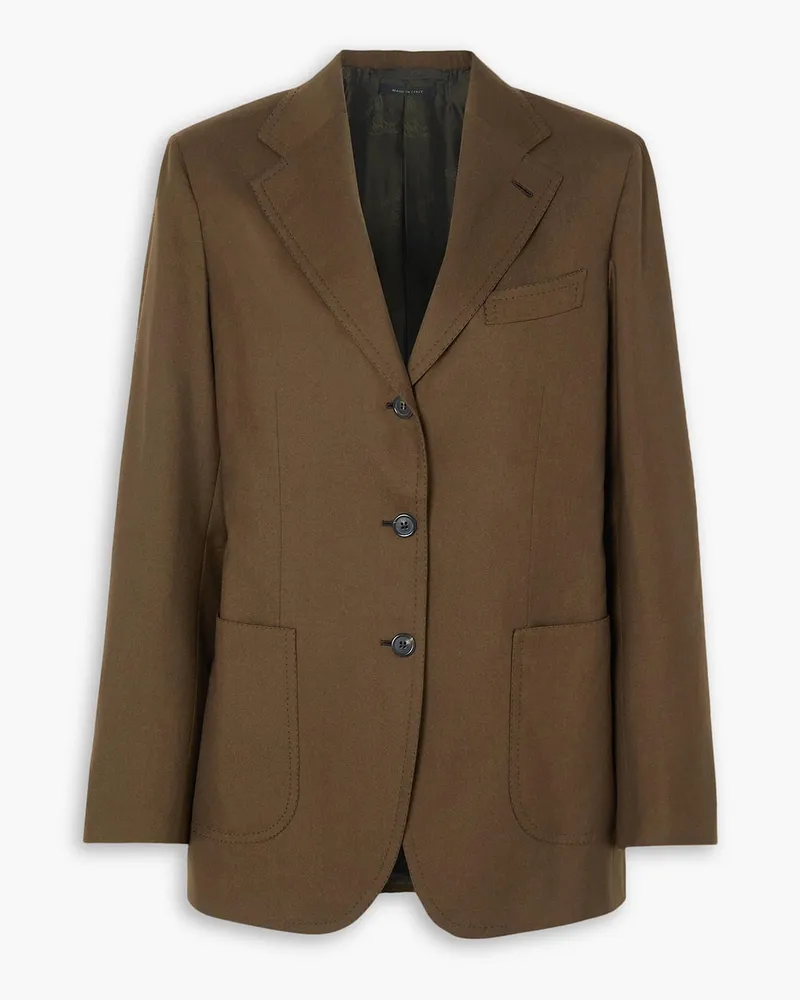 Brioni Blazer aus Twill aus einer Wollmischung Braun