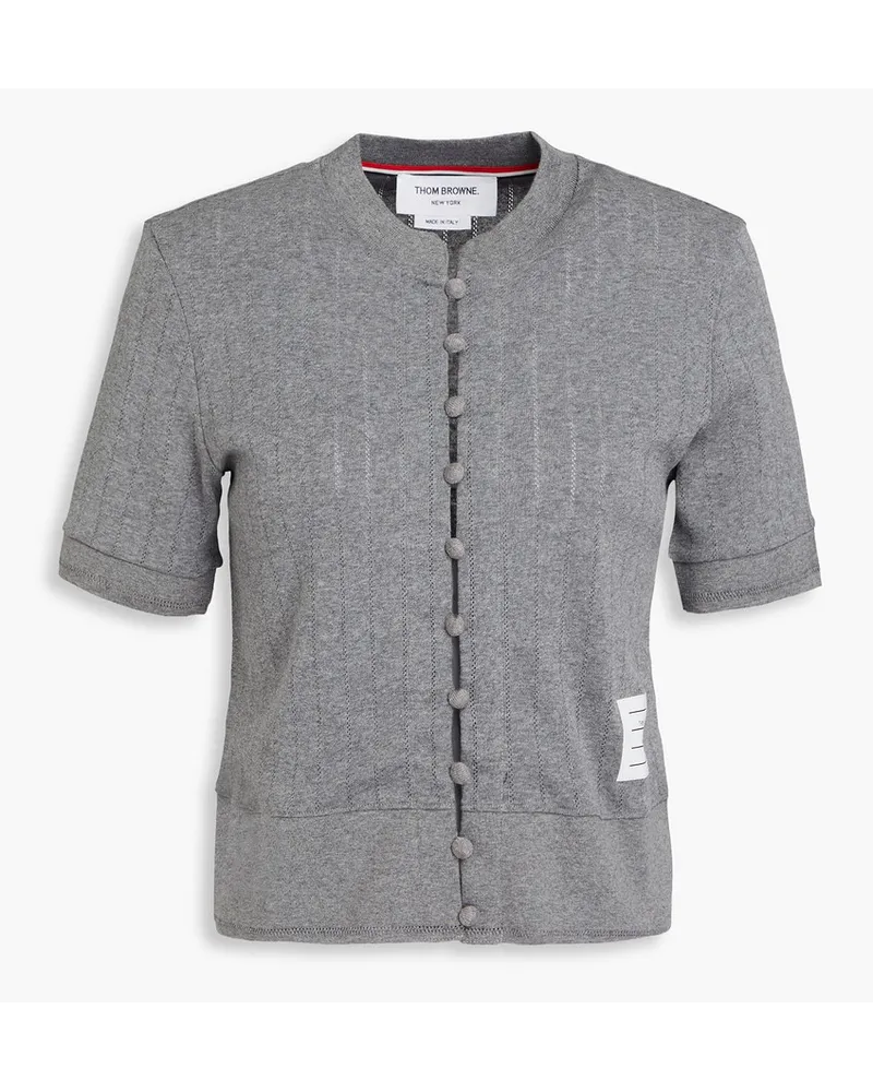 Thom Browne Cardigan aus einer Baumwollmischung inPointelle-Strick Grau