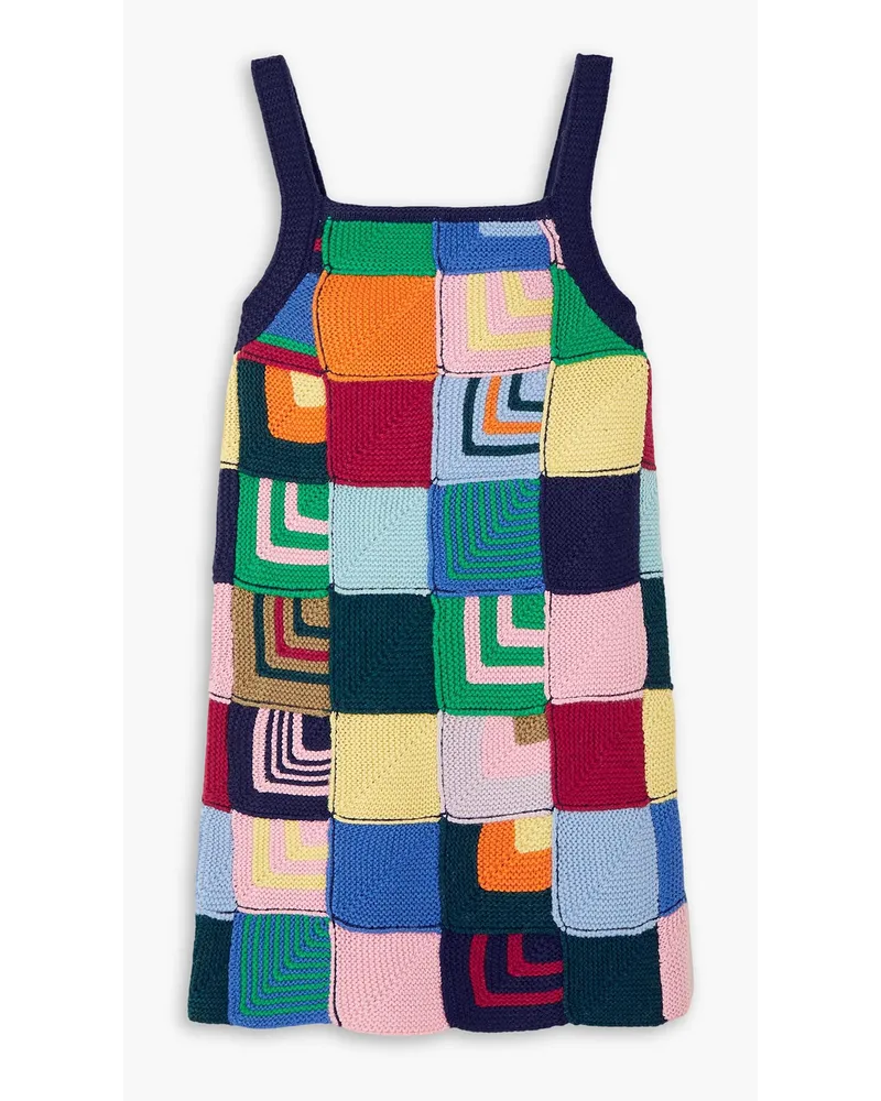 RE/DONE Patchwork crochet-knit mini dress Bunt