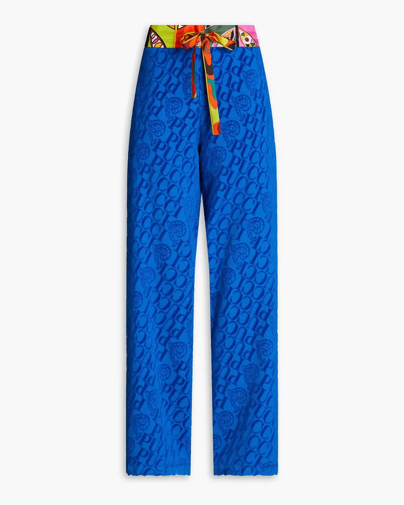 Emilio Pucci Track Pants aus Baumwollfrottee mit ausbrennmuster Blau