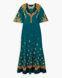 Etro Maxikleid aus Crêpe de Chine aus Seide mit Paisley-Print Blau