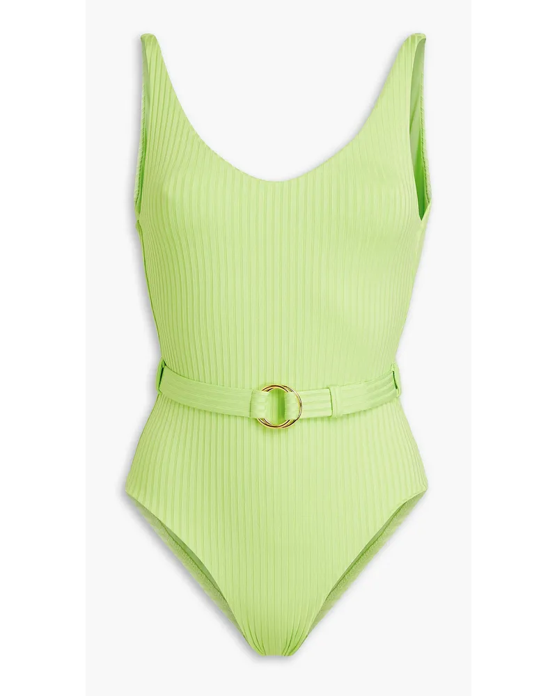 Melissa Odabash St. Tropez gerippter Badeanzug mit Gürtel Grün