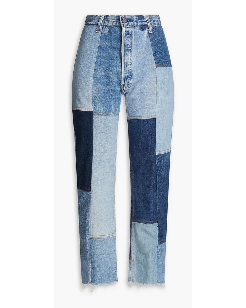 Levi's Halbhohe Cropped Jeans mit schmalem Bein inPatchwork-Optik Blau