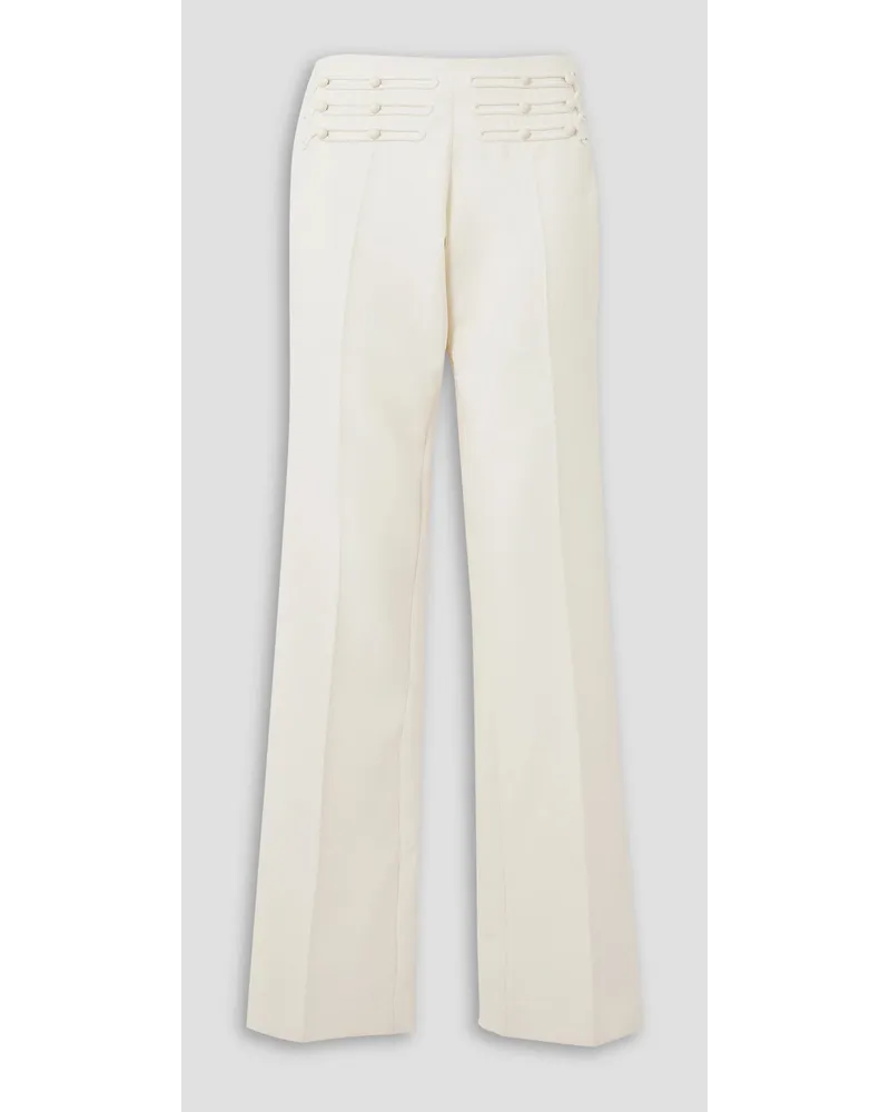 Stella McCartney Bootcut-Hose aus Grain de Poudre aus Wolle mit Stickereien und Zierknöpfen Weiß