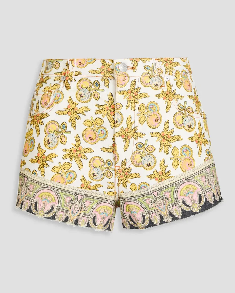 Etro Printed denim shorts Weiß