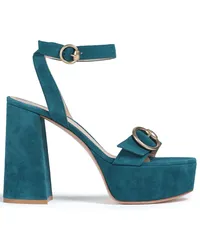 Gianvito Rossi Plateausandalen aus Veloursleder mit Schnalle Blau