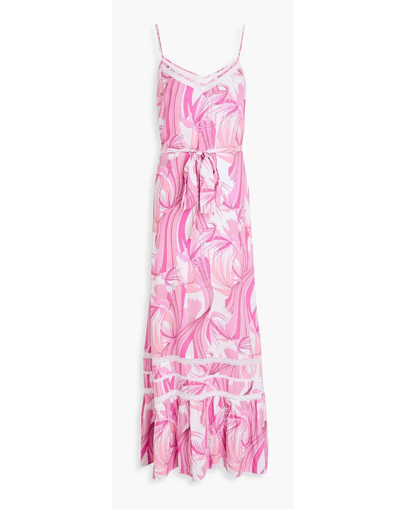 Melissa Odabash Eden Maxikleid aus Musselin mit Print Pink