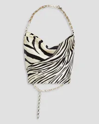 NICHOLAS Zariyah Cropped Neckholder-Oberteil aus Seidensatin mit Zebraprint Weiß