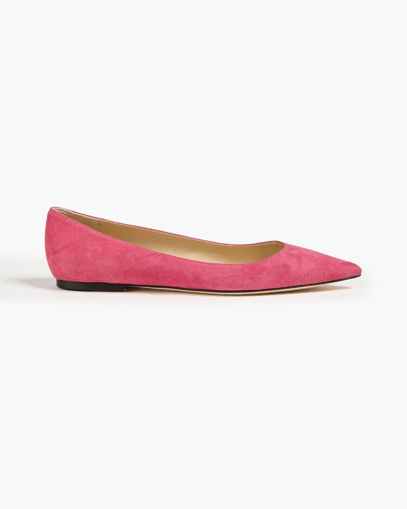 Jimmy Choo Alina flache Schuhe mit spitzer Kappe aus Veloursleder Pink