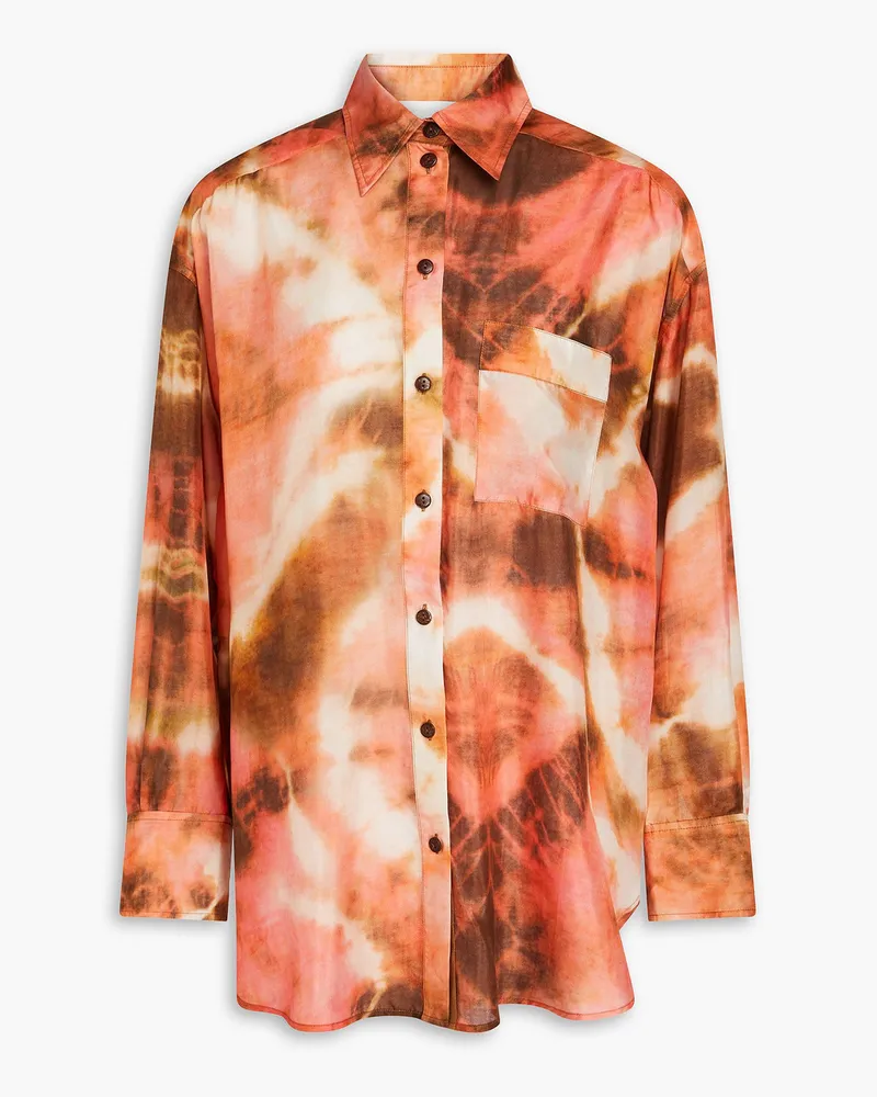 Zimmermann Oversized-Hemd aus Seidensatin mit Batikmuster Orange